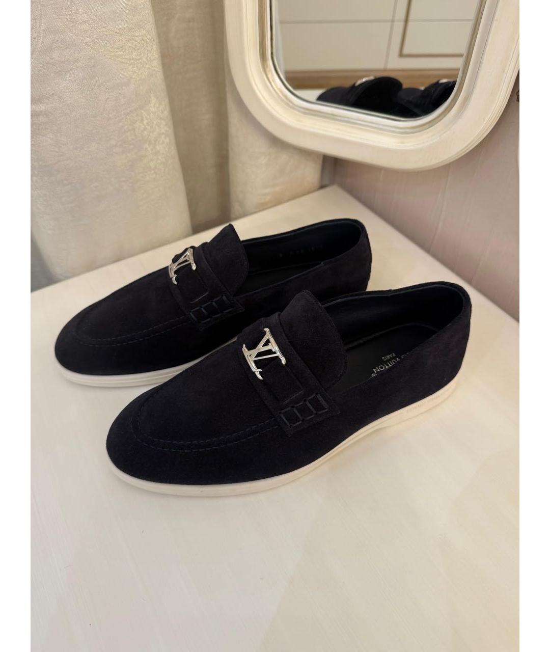 LOUIS VUITTON Темно-синие замшевые лоферы, фото 3