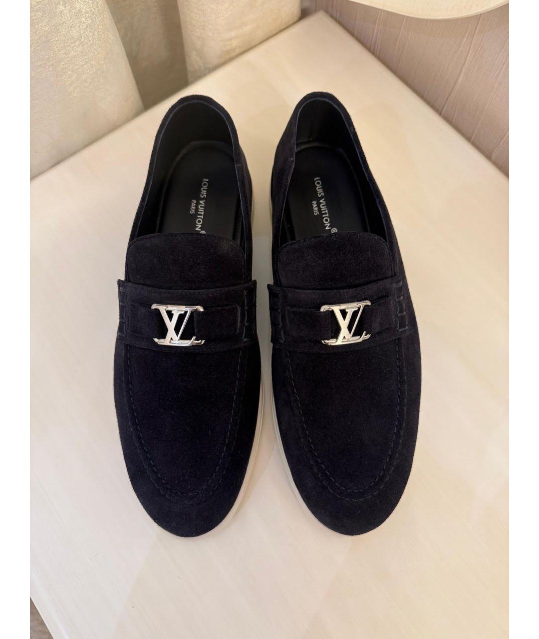 LOUIS VUITTON Темно-синие замшевые лоферы, фото 2