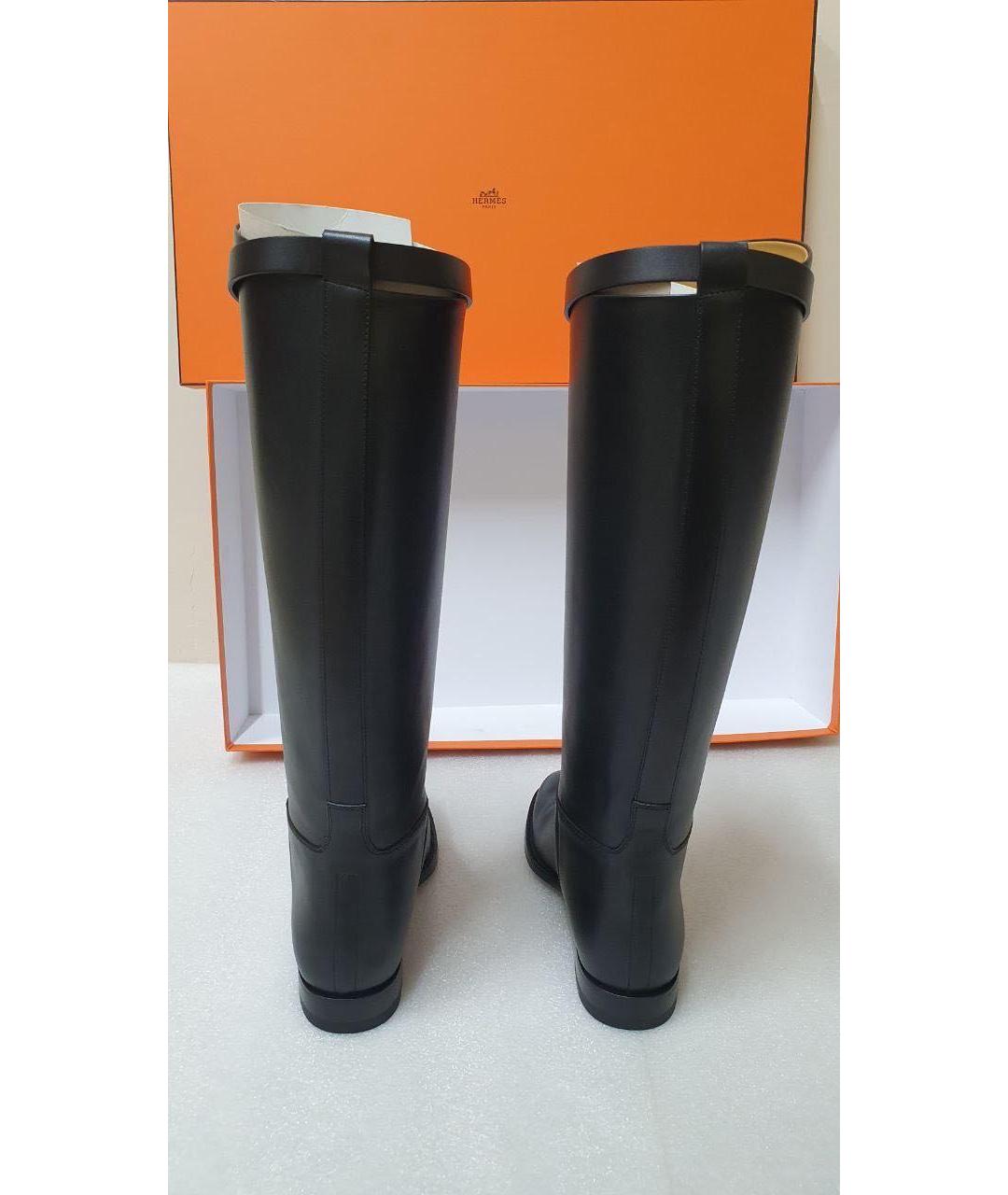 HERMES Черные кожаные сапоги, фото 4