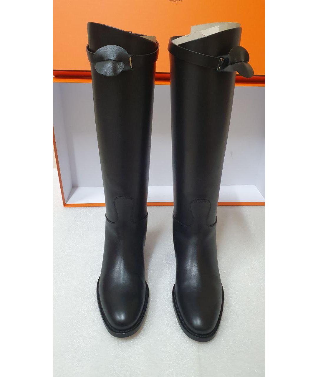 HERMES Черные кожаные сапоги, фото 2