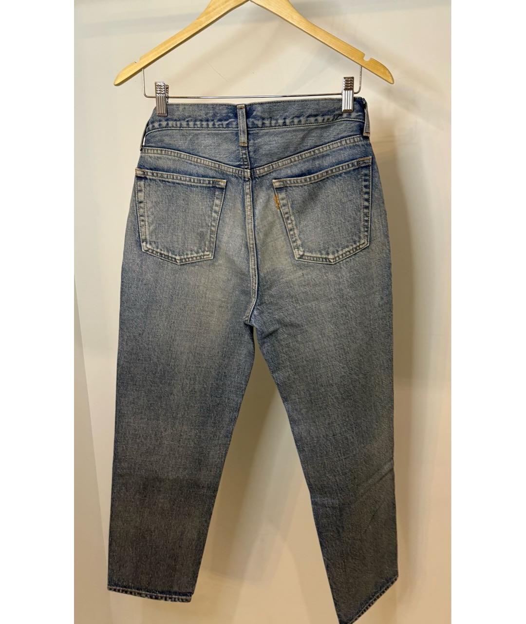 SAINT LAURENT Темно-синие хлопковые прямые джинсы, фото 2