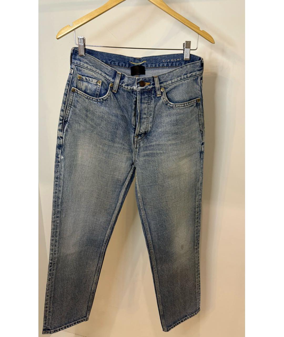 SAINT LAURENT Темно-синие хлопковые прямые джинсы, фото 3