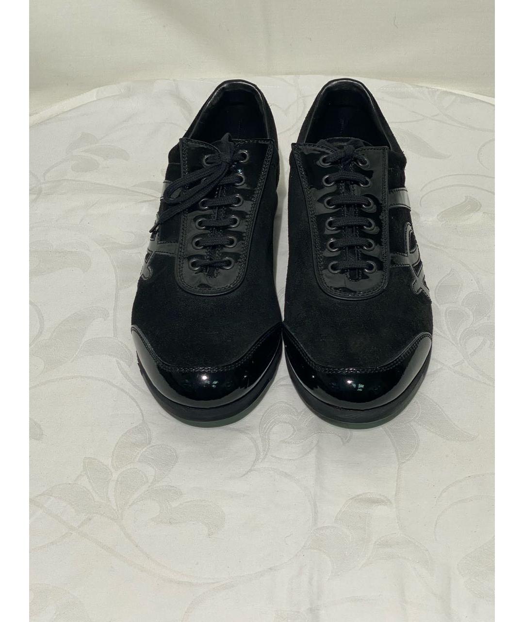 BRIONI Черные замшевые низкие кроссовки / кеды, фото 2