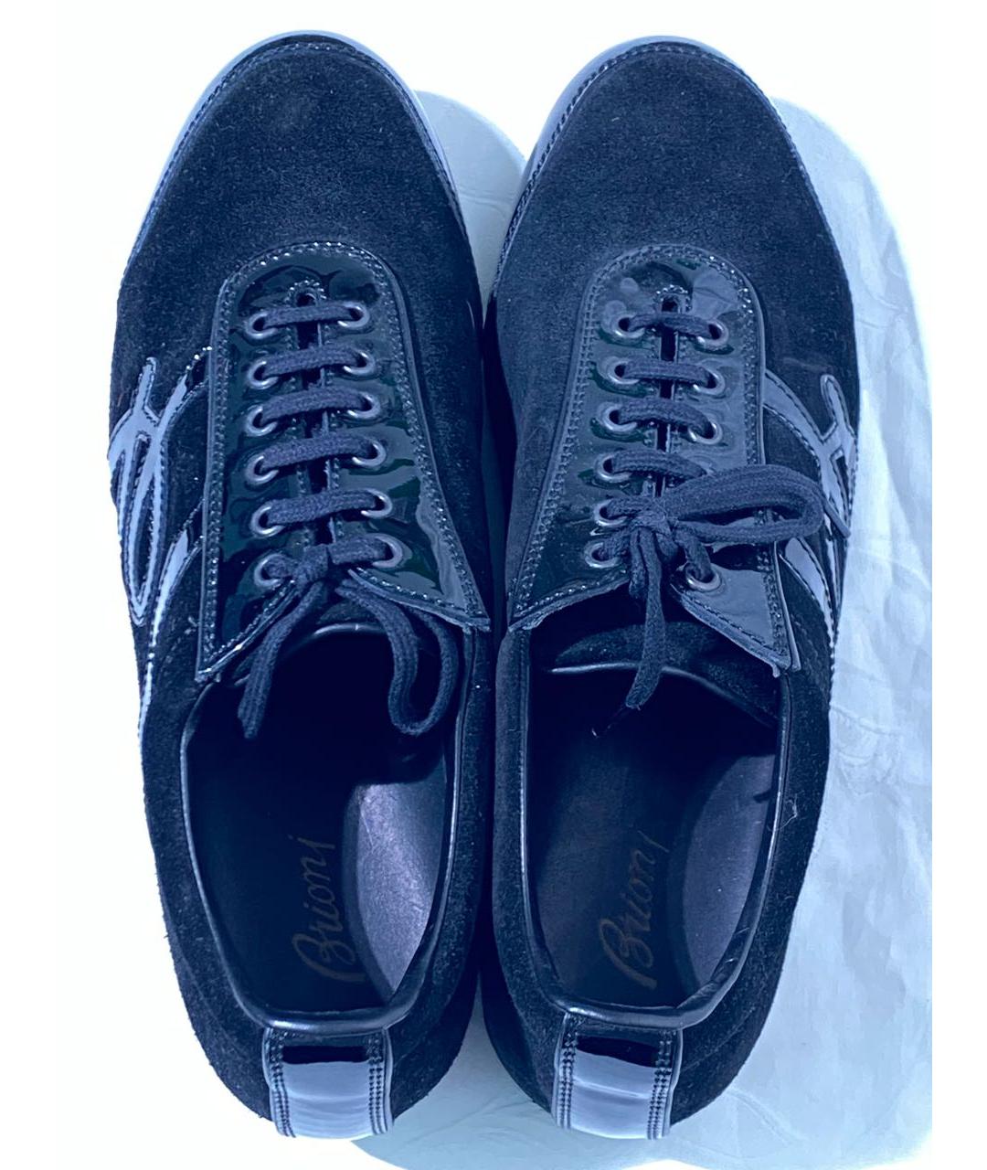 BRIONI Черные замшевые низкие кроссовки / кеды, фото 3