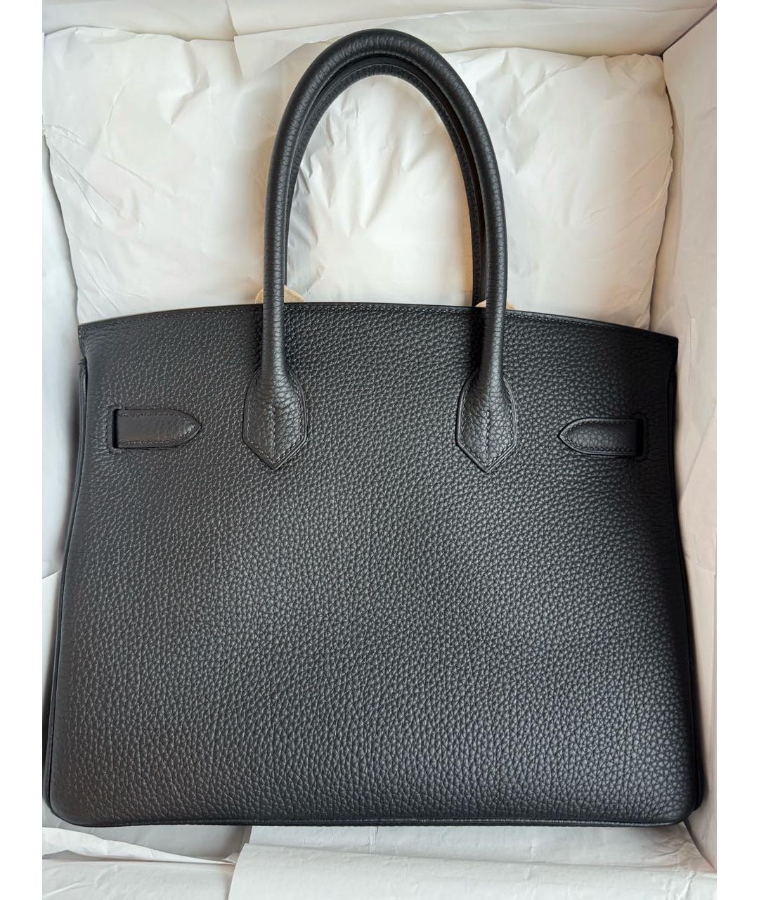 HERMES Черная кожаная сумка с короткими ручками, фото 3