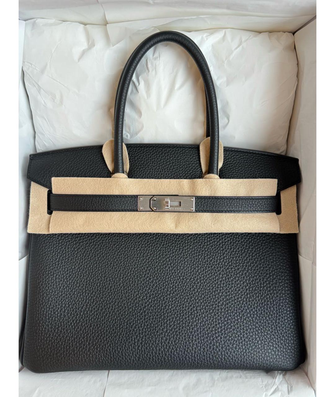 HERMES Черная кожаная сумка с короткими ручками, фото 4