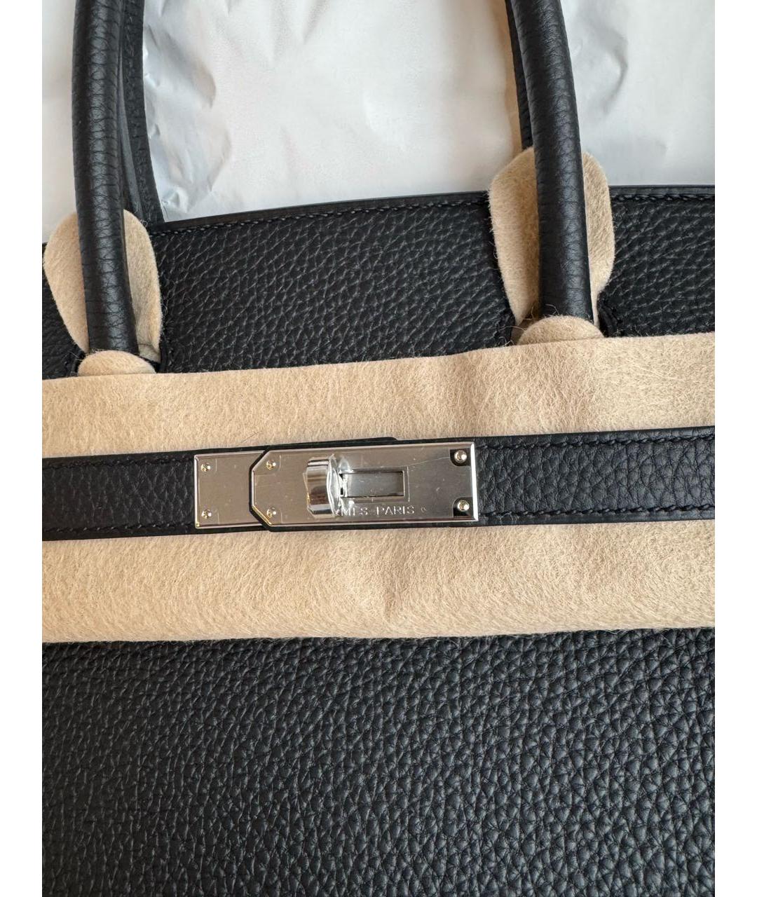 HERMES Черная кожаная сумка с короткими ручками, фото 2