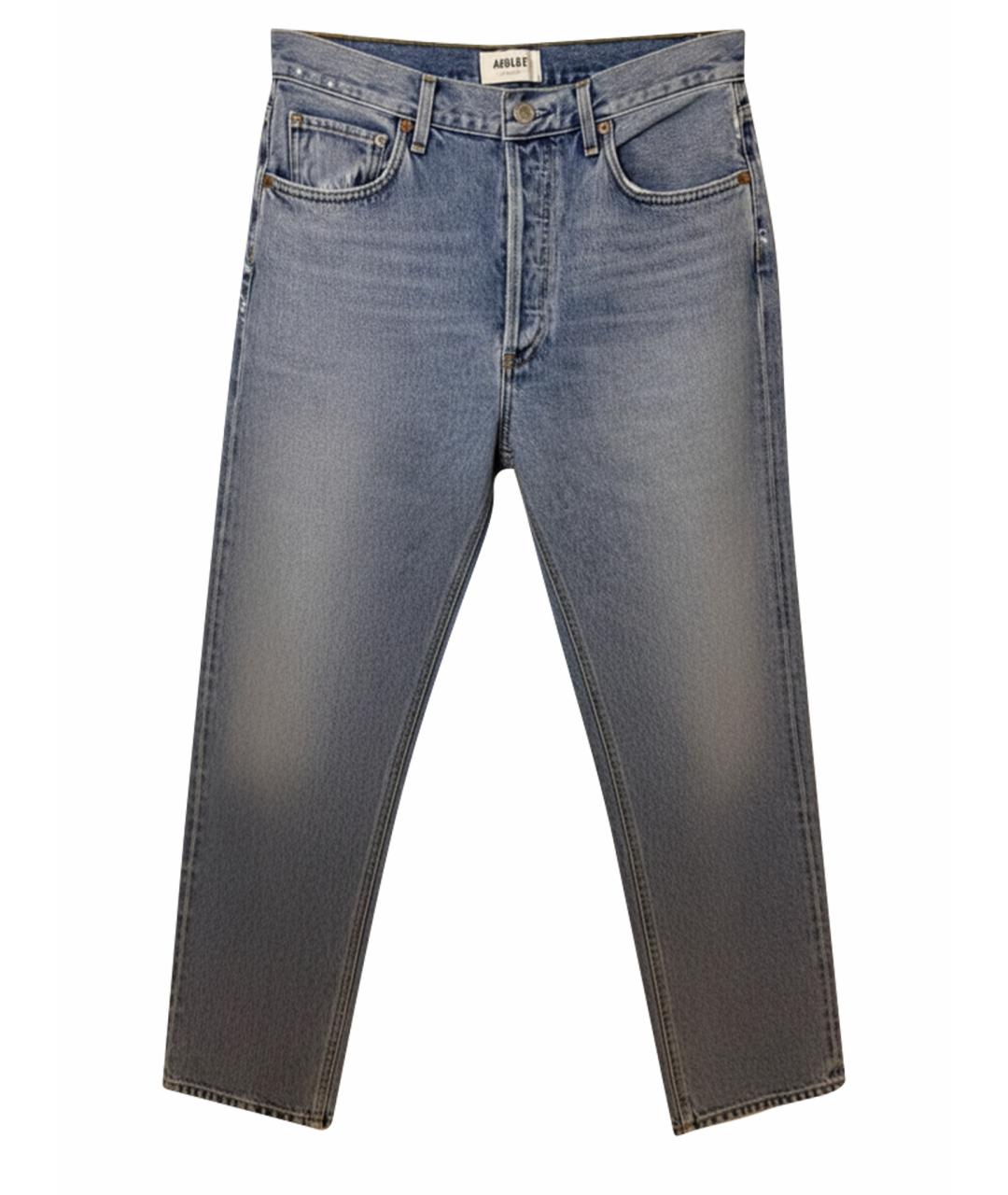 AGOLDE Голубые хлопко-эластановые прямые джинсы, фото 1