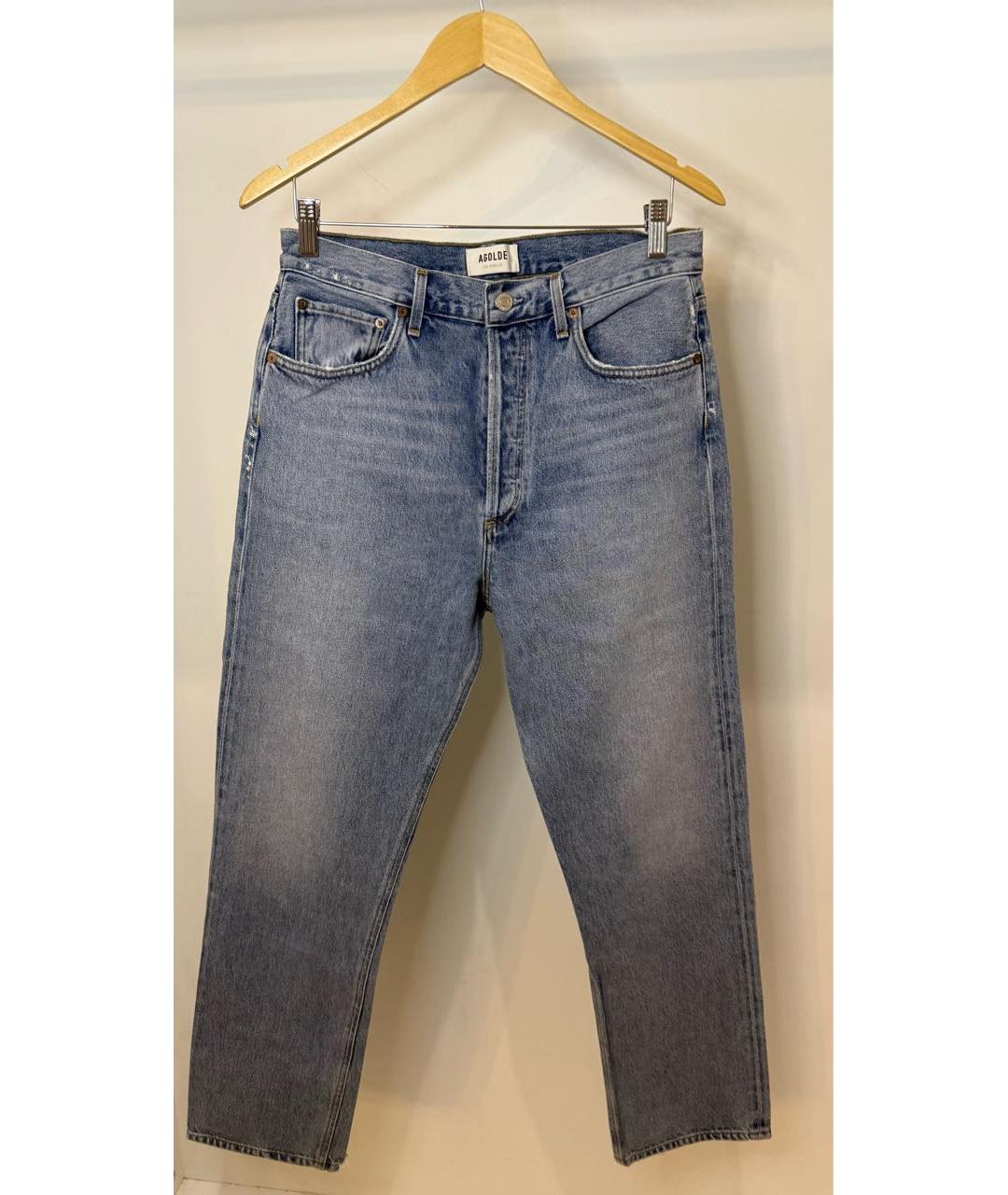 AGOLDE Голубые хлопко-эластановые прямые джинсы, фото 4