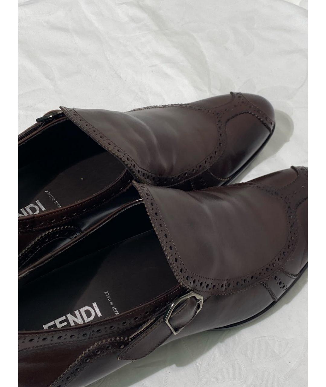 FENDI Коричневые кожаные туфли, фото 6