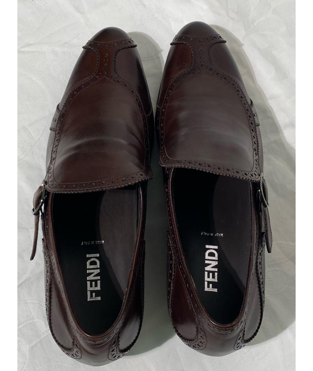 FENDI Коричневые кожаные туфли, фото 3