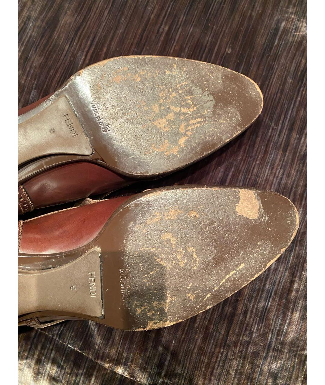 FENDI Коричневые кожаные туфли, фото 5