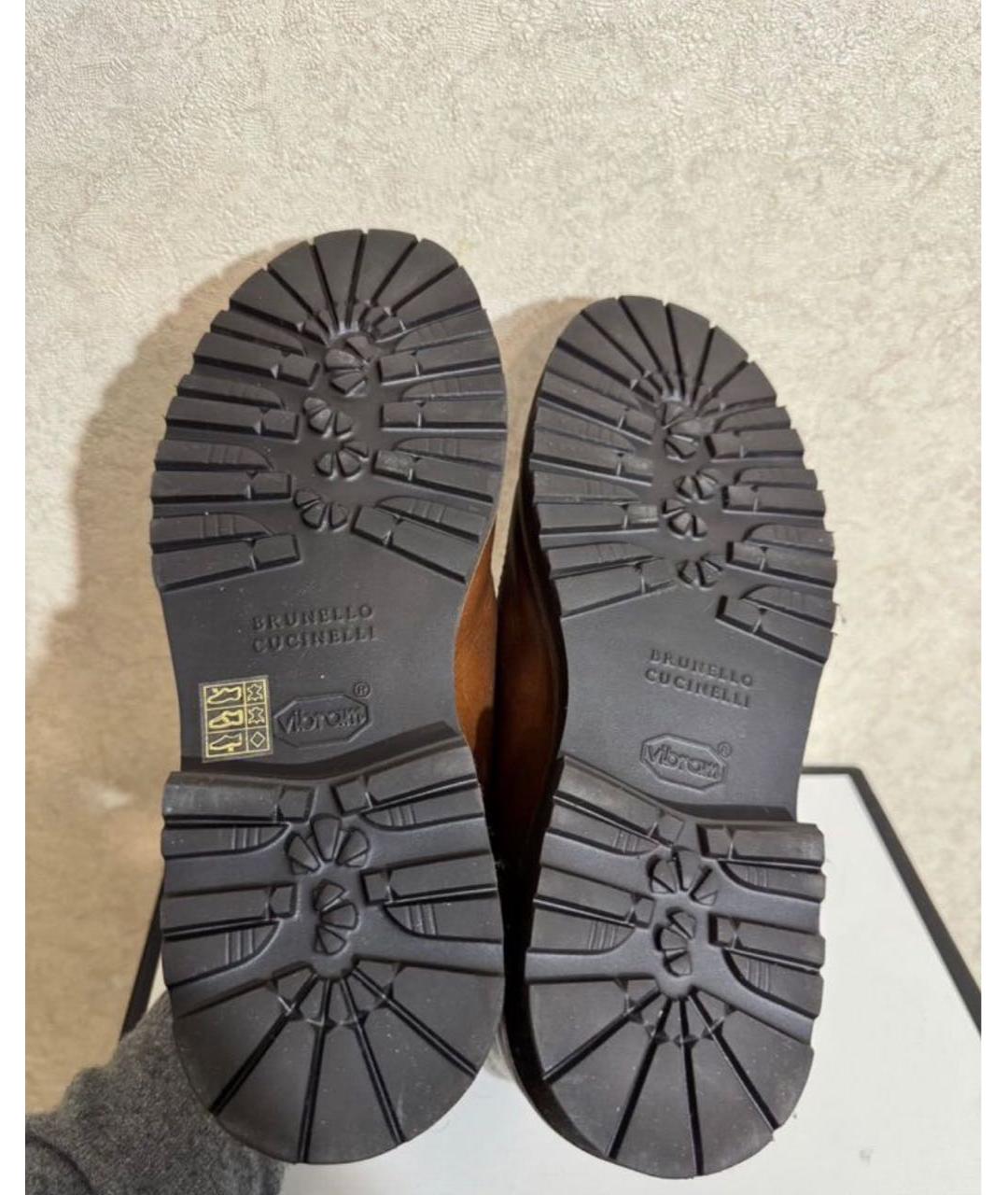 BRUNELLO CUCINELLI Коричневые кожаные высокие ботинки, фото 7