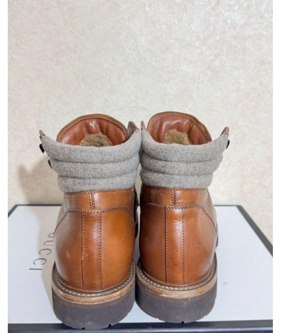 BRUNELLO CUCINELLI Коричневые кожаные высокие ботинки, фото 4