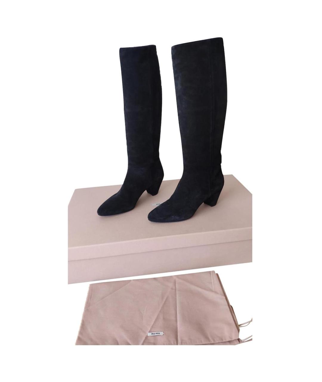 MIU MIU Черные замшевые сапоги, фото 2