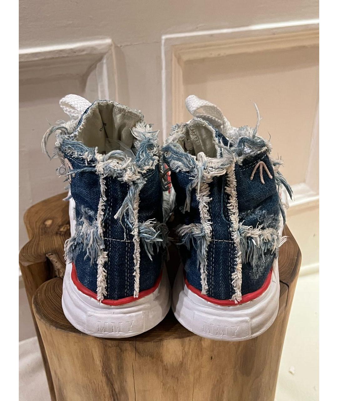 MAISON MIHARA YASUHIRO Синие текстильные высокие кроссовки / кеды, фото 4