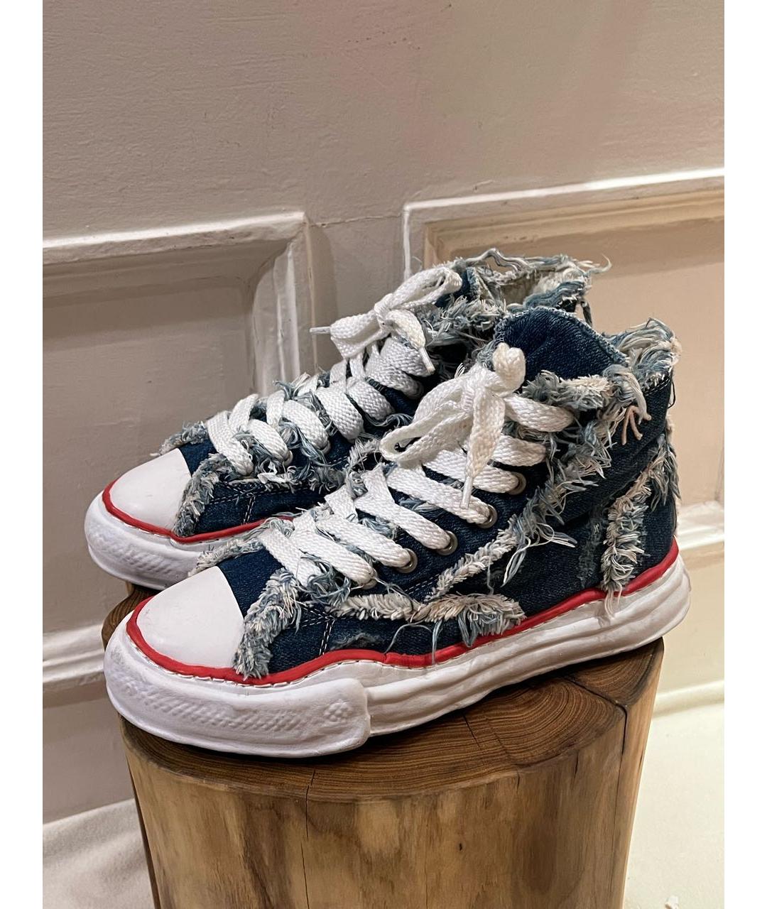 MAISON MIHARA YASUHIRO Синие текстильные высокие кроссовки / кеды, фото 6