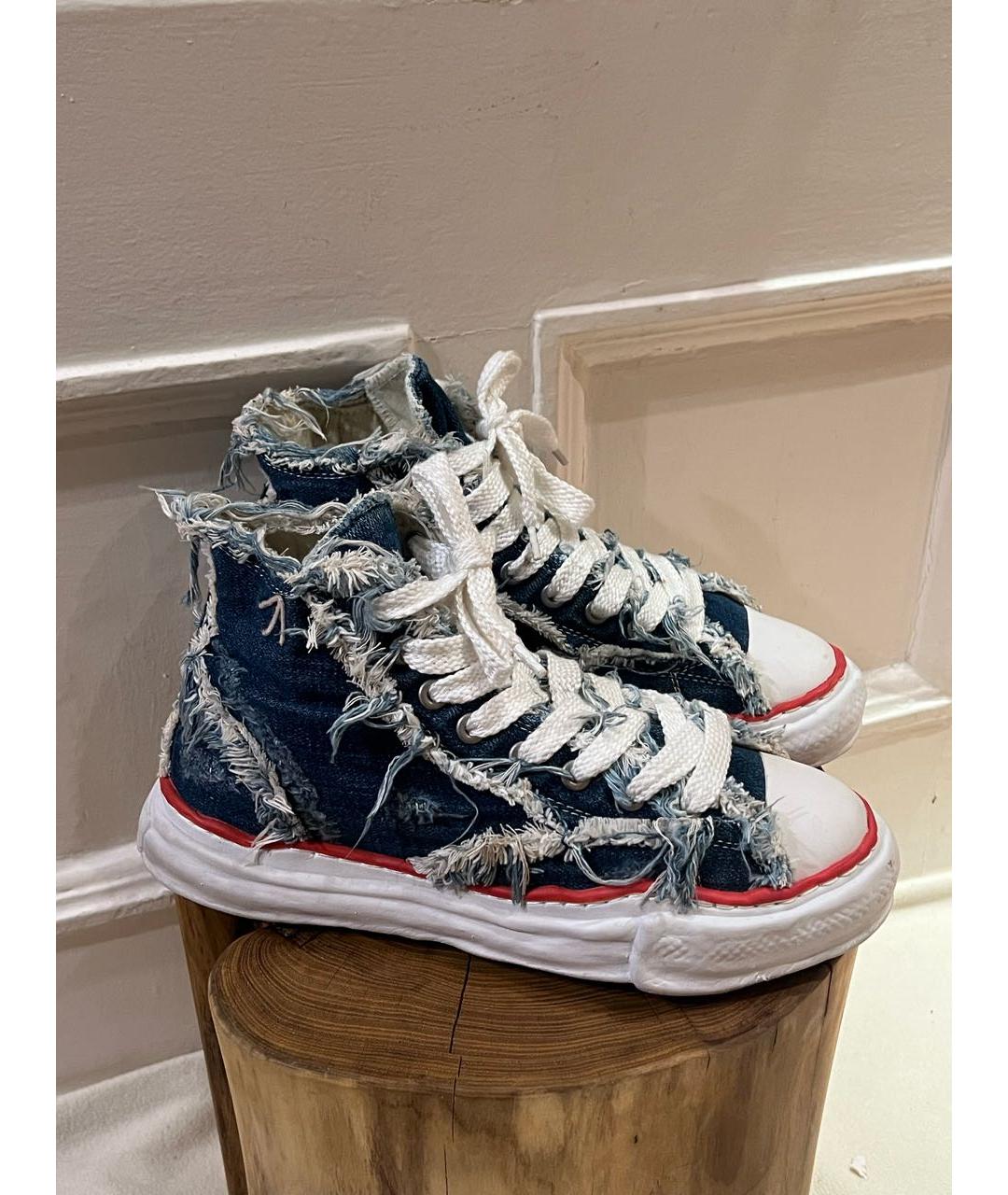 MAISON MIHARA YASUHIRO Синие текстильные высокие кроссовки / кеды, фото 3