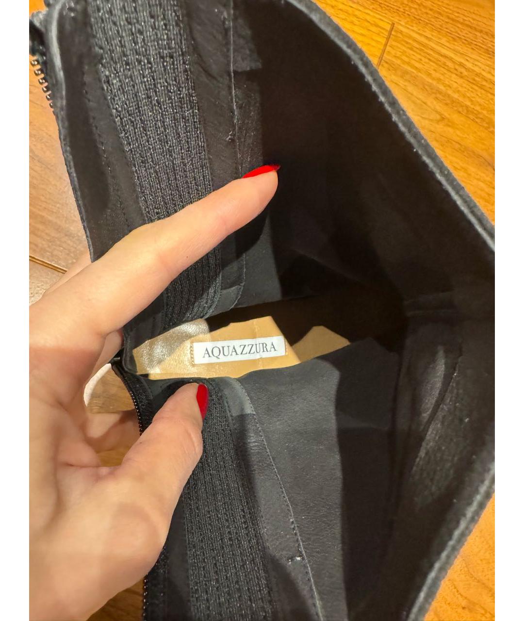 AQUAZZURA Черные замшевые ботильоны, фото 6