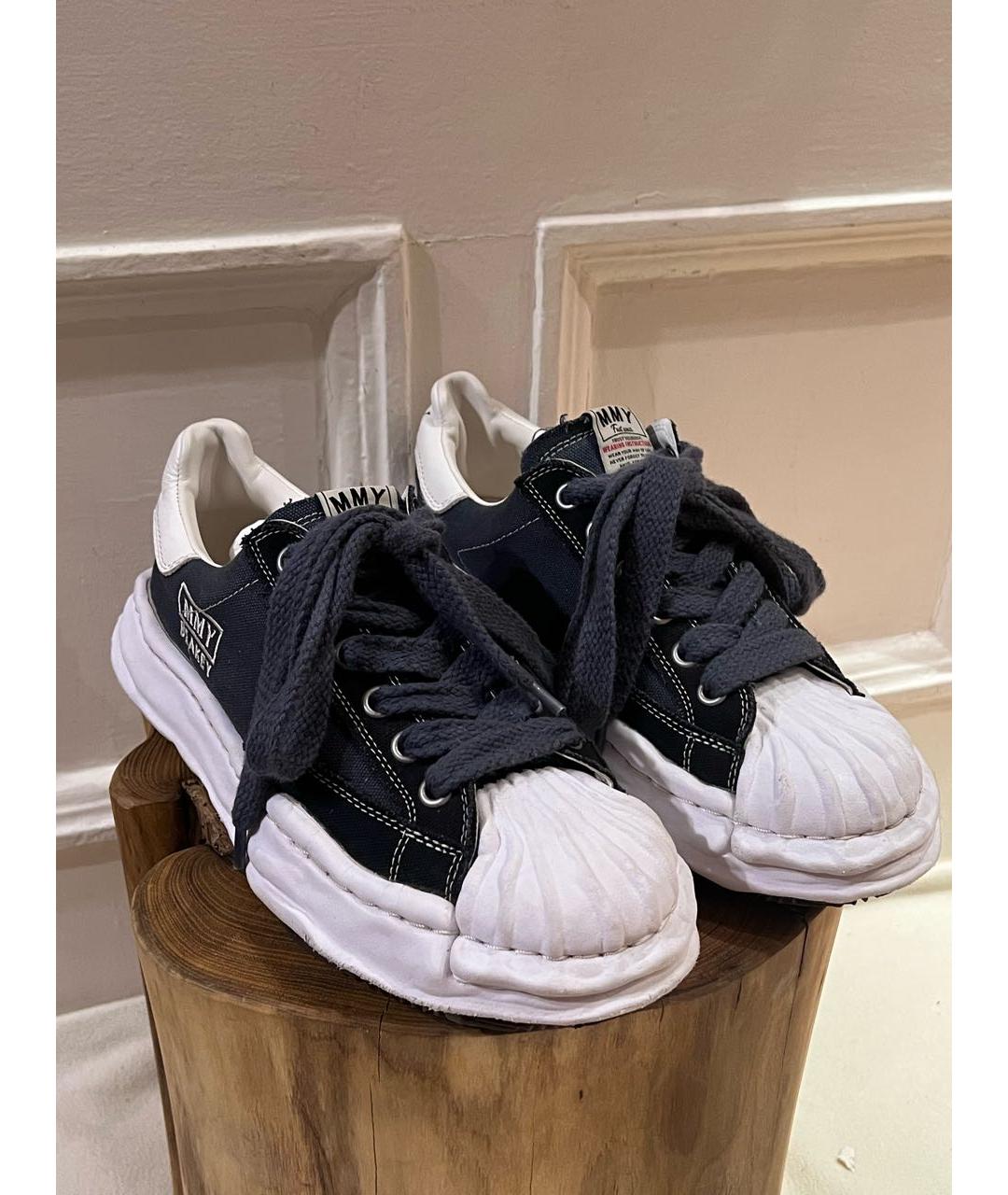 MAISON MIHARA YASUHIRO Синие текстильные низкие кроссовки / кеды, фото 3