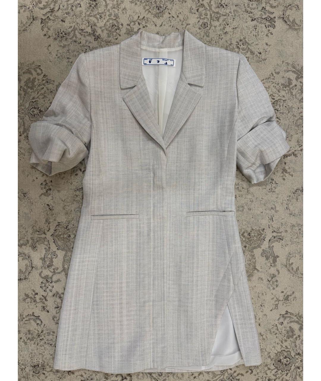 OFF-WHITE Бежевое вискозное повседневное платье, фото 4