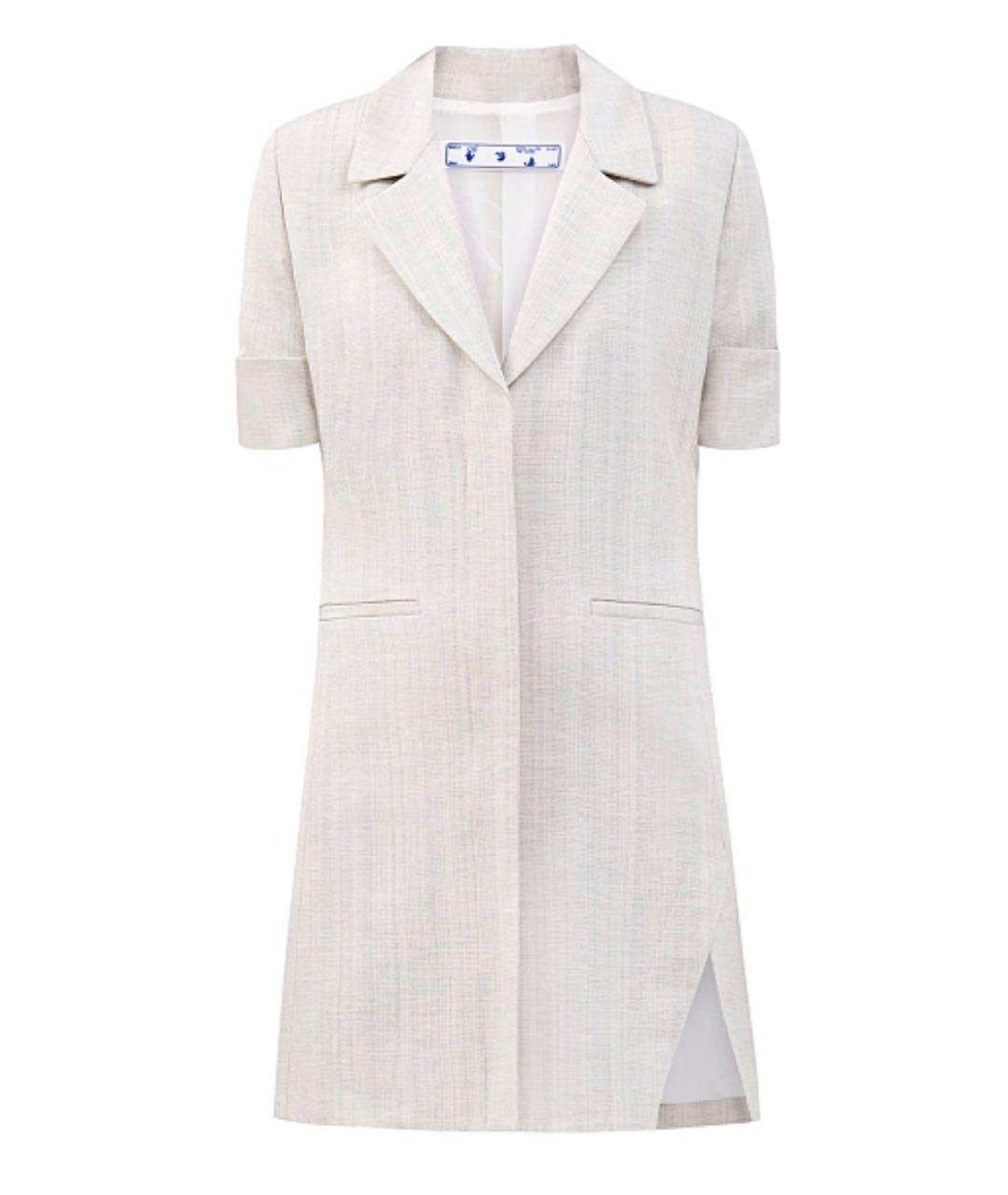 OFF-WHITE Бежевое вискозное повседневное платье, фото 1