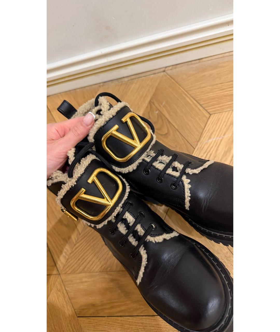 VALENTINO Черные кожаные ботинки, фото 5