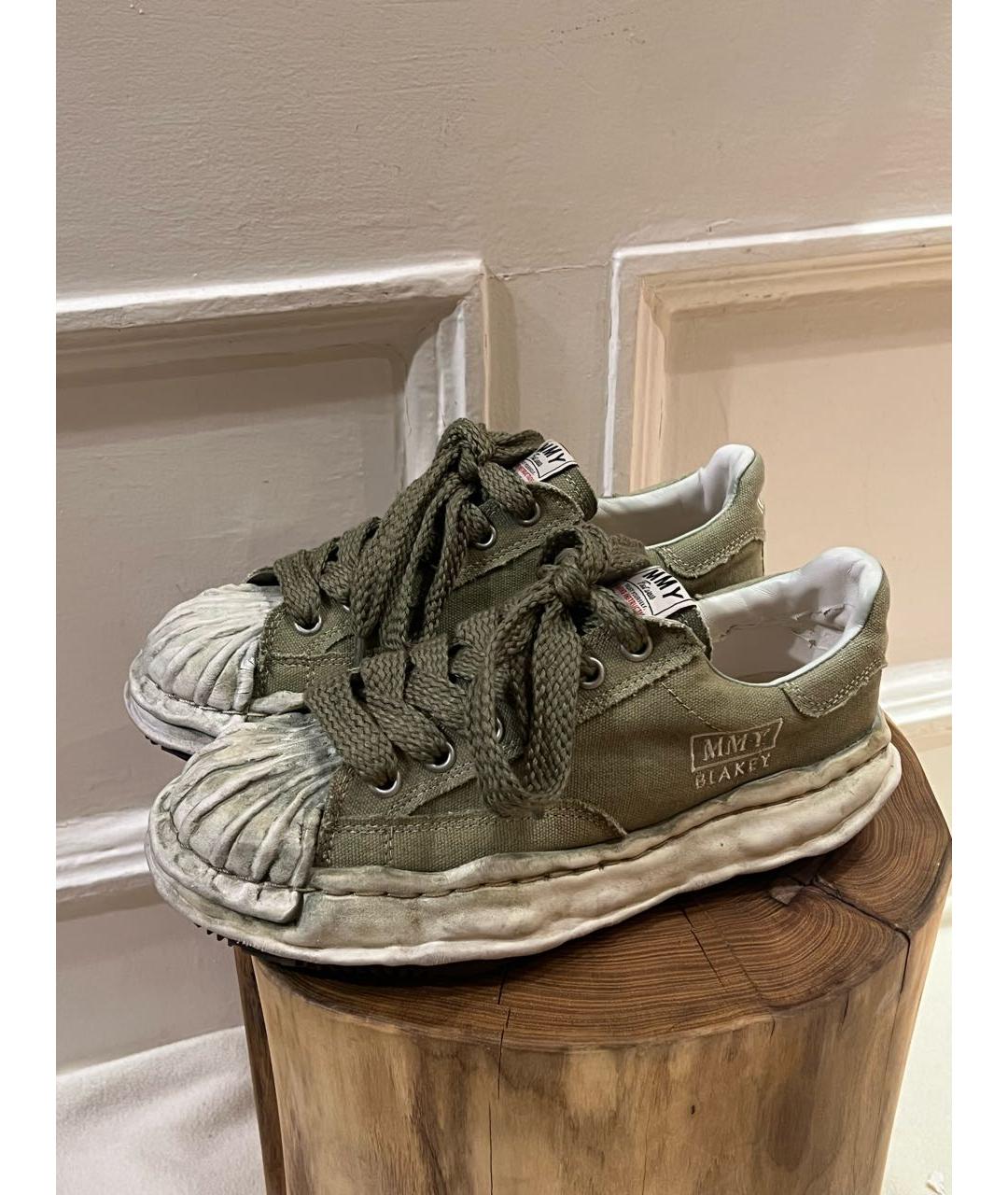 MAISON MIHARA YASUHIRO Зеленые текстильные низкие кроссовки / кеды, фото 6