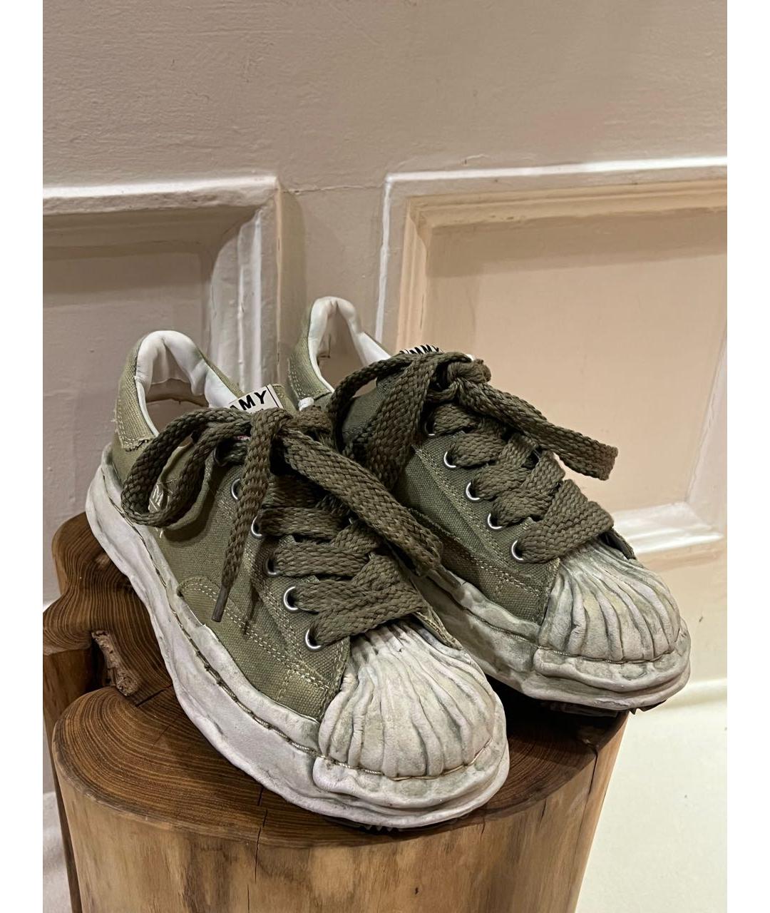 MAISON MIHARA YASUHIRO Зеленые текстильные низкие кроссовки / кеды, фото 2