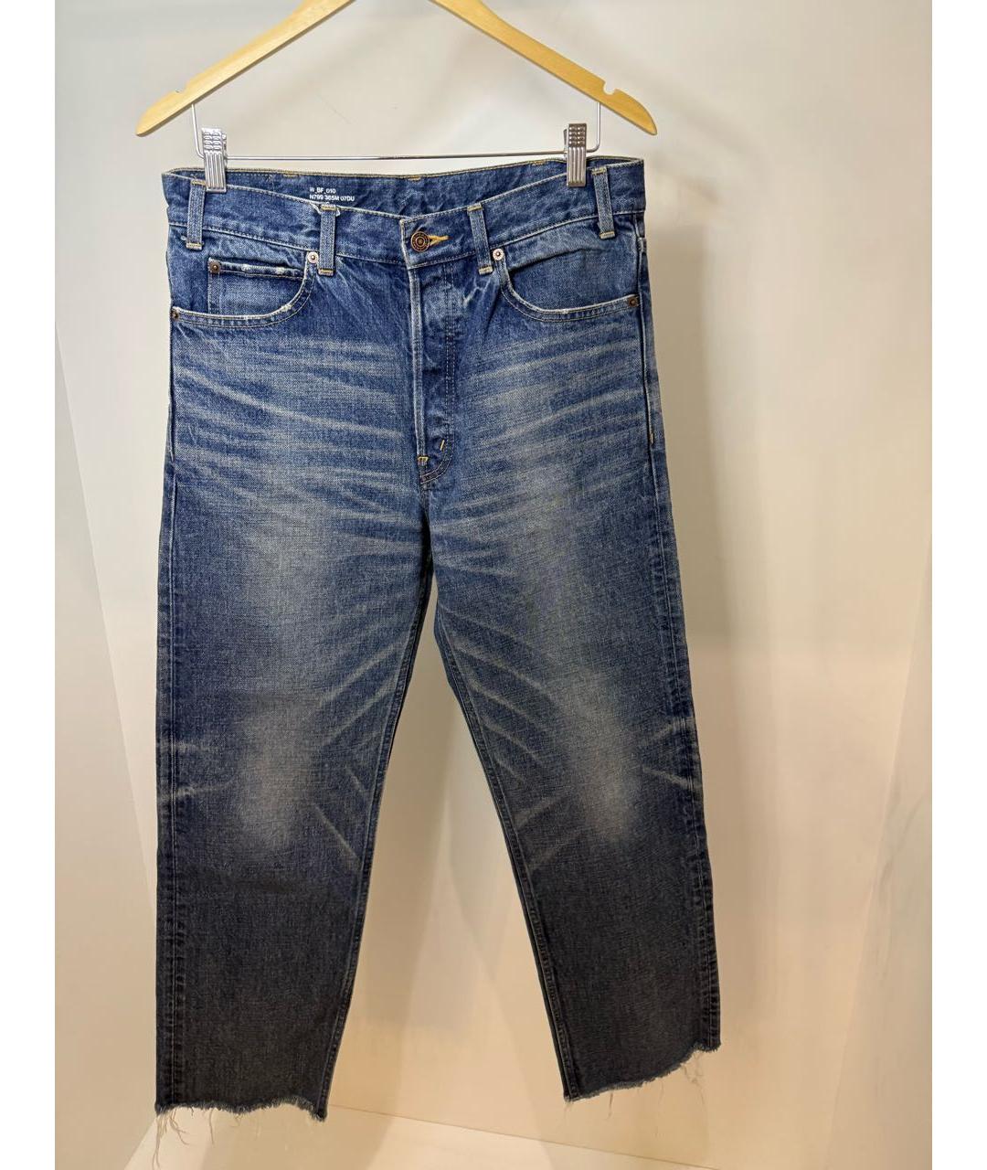 CELINE Синие хлопковые прямые джинсы, фото 5