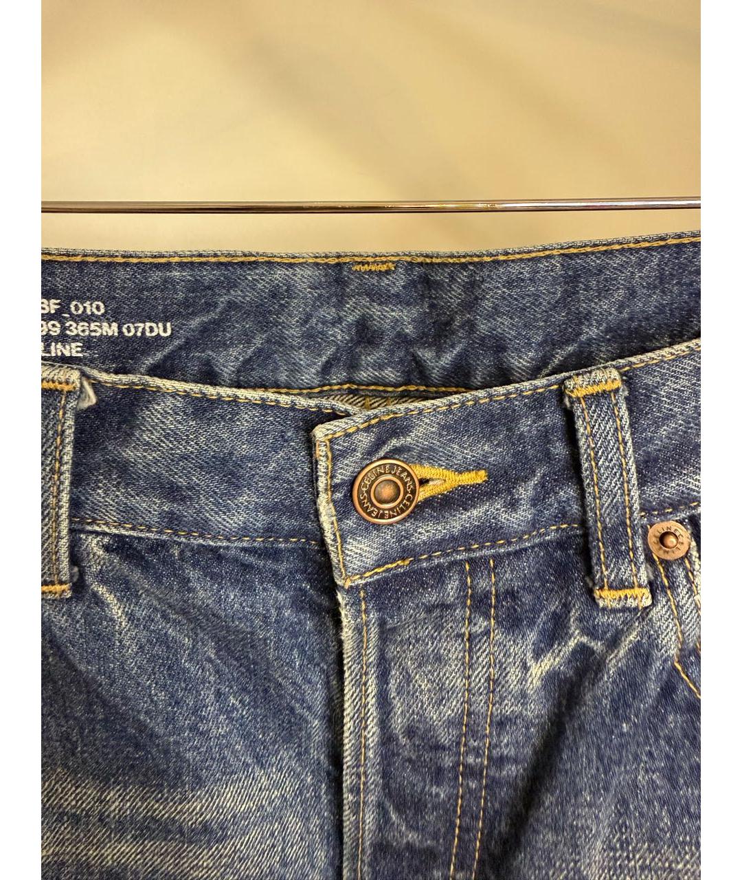 CELINE Синие хлопковые прямые джинсы, фото 2