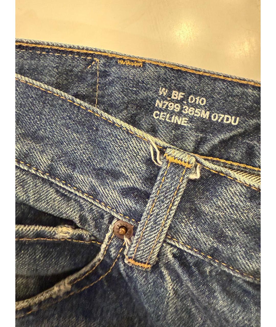 CELINE Синие хлопковые прямые джинсы, фото 3