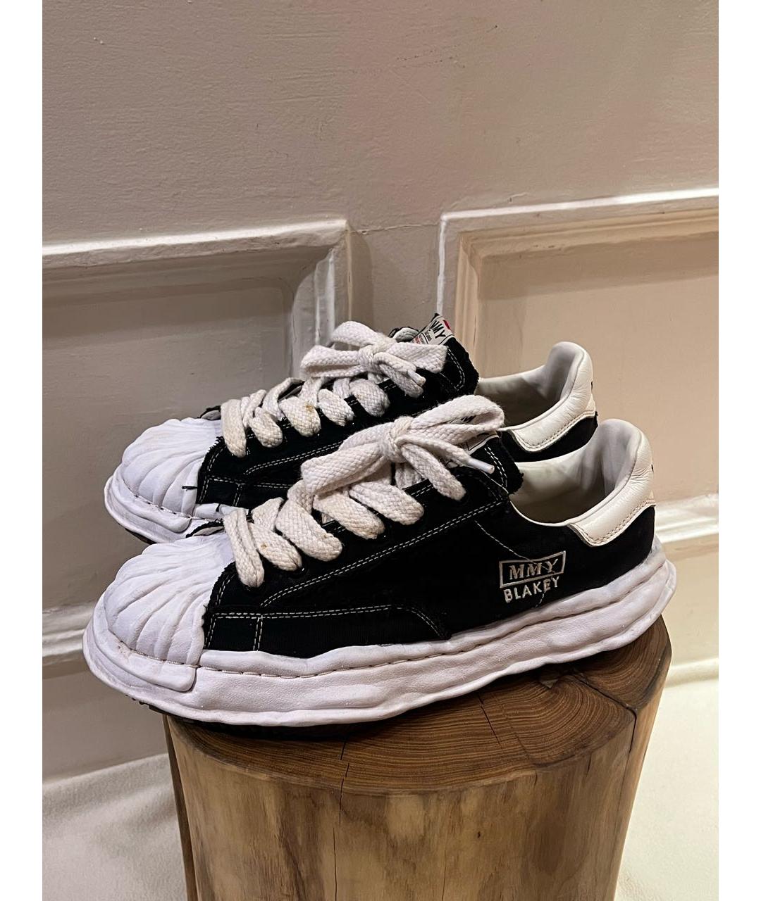 MAISON MIHARA YASUHIRO Черные текстильные низкие кроссовки / кеды, фото 2