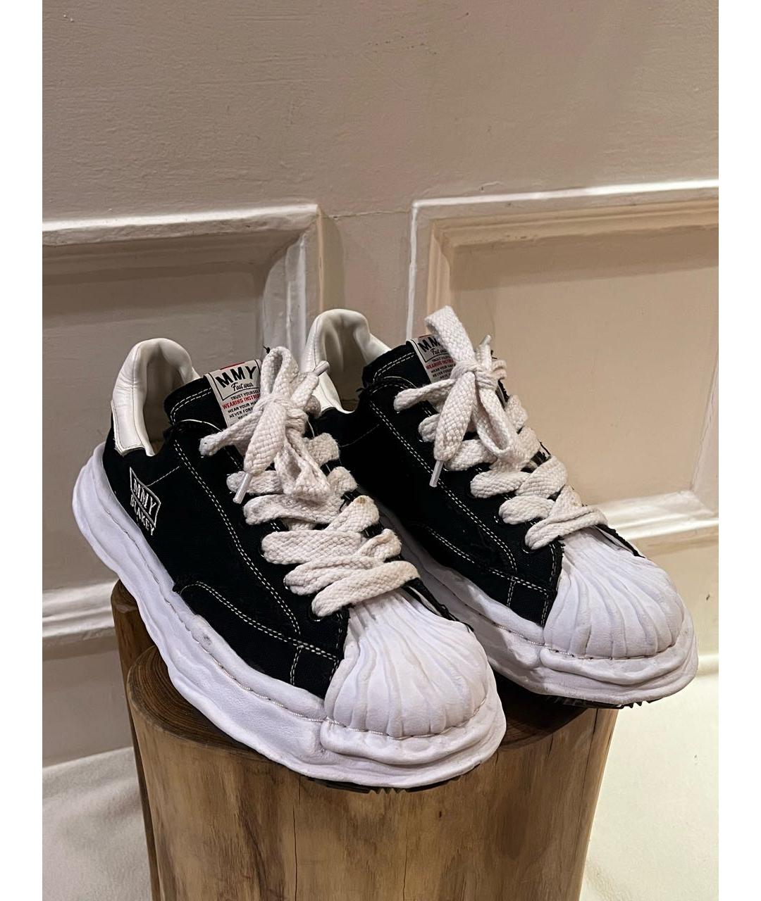 MAISON MIHARA YASUHIRO Черные текстильные низкие кроссовки / кеды, фото 3