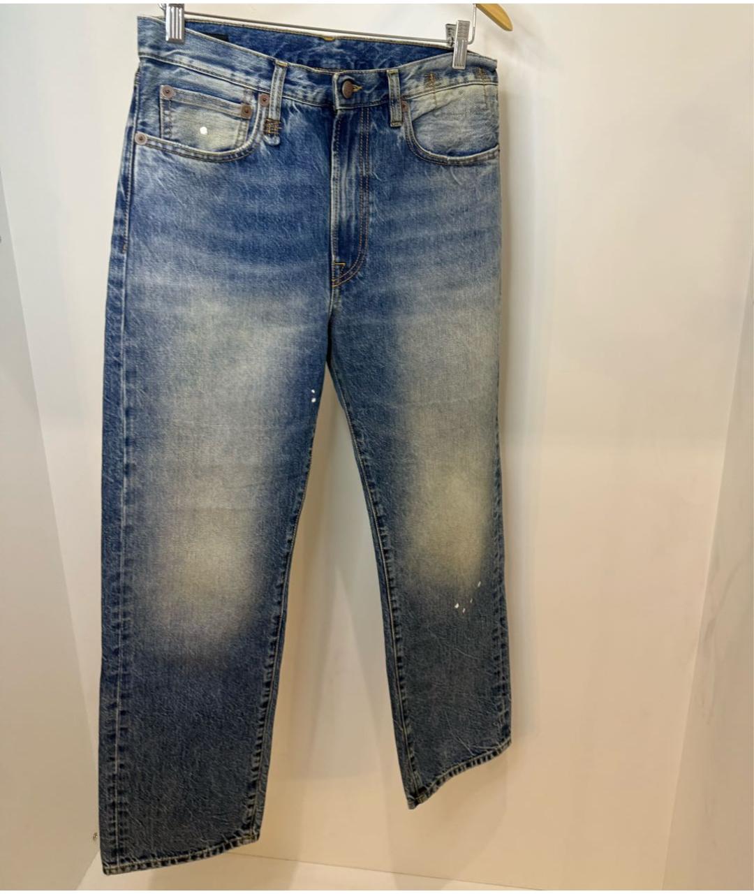 R13 Синие хлопковые прямые джинсы, фото 5