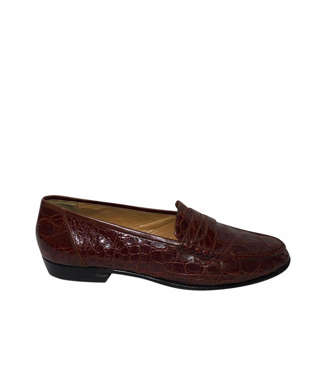 BRIONI Коричневые лоферы из экзотической кожи, фото 1