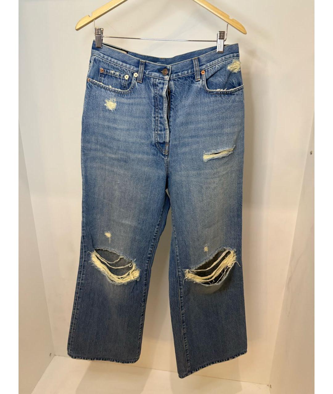 GUCCI Синие хлопко-эластановые прямые джинсы, фото 4