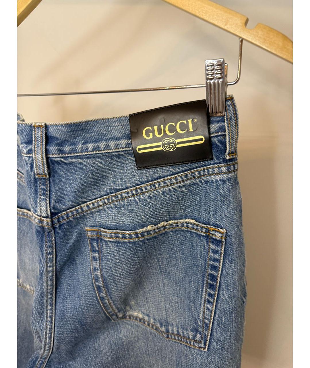 GUCCI Синие хлопко-эластановые прямые джинсы, фото 2