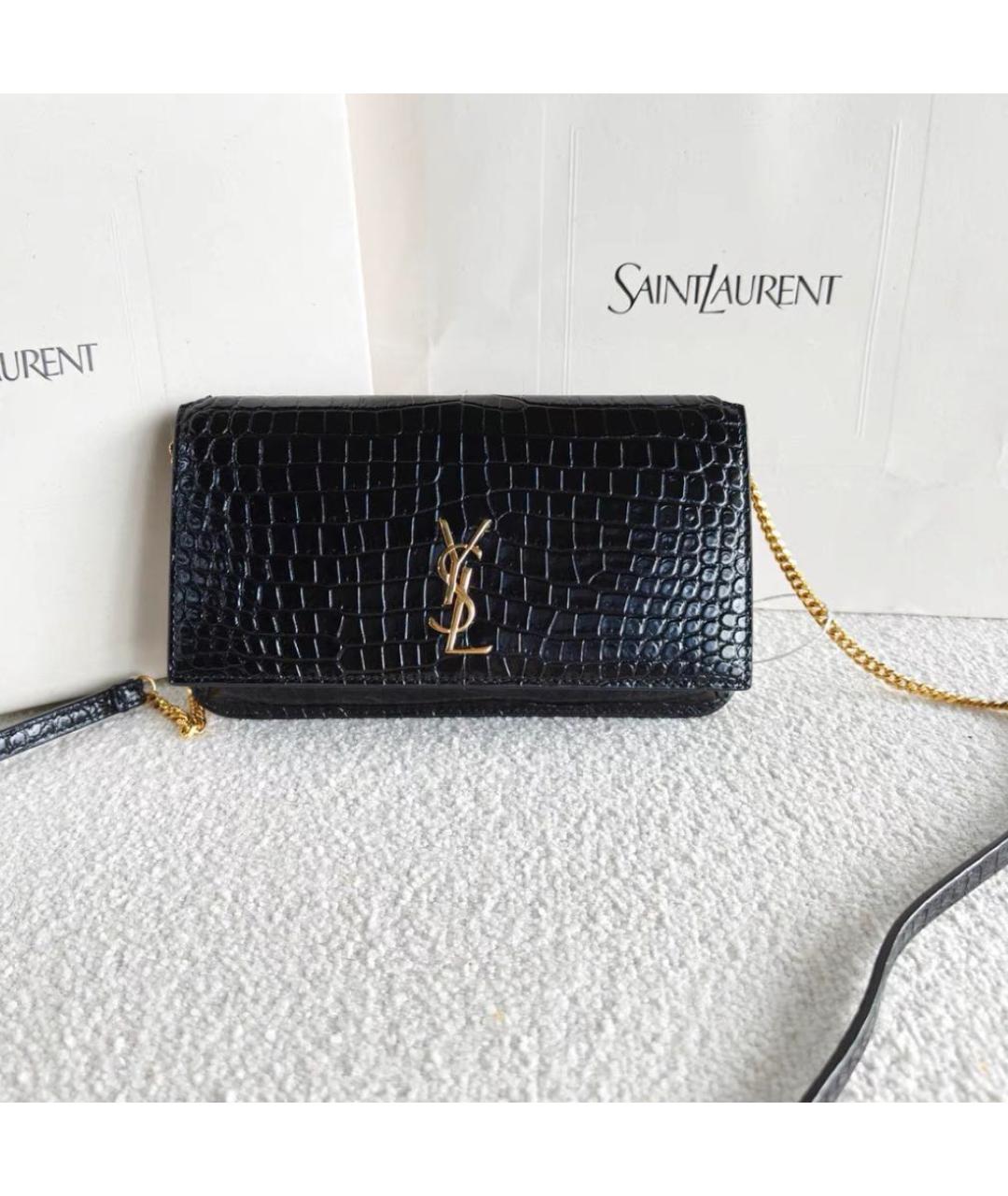 SAINT LAURENT Черная кожаная сумка через плечо, фото 3