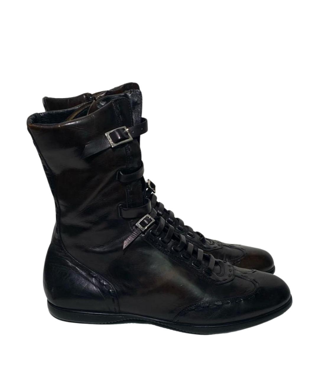 FENDI Коричневые кожаные высокие ботинки, фото 1