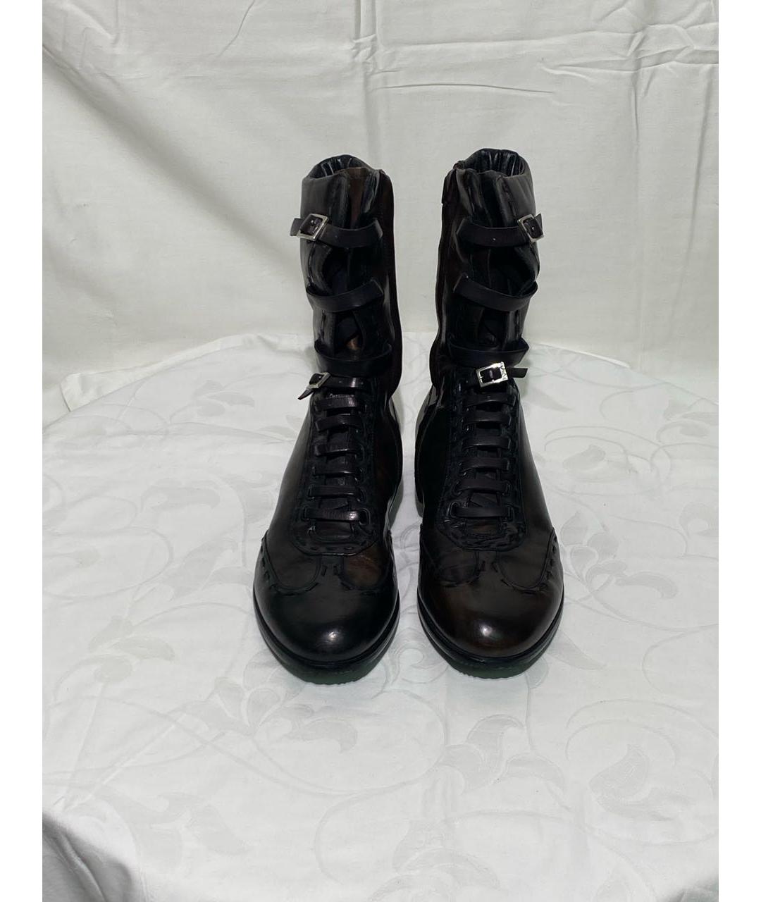 FENDI Коричневые кожаные высокие ботинки, фото 2