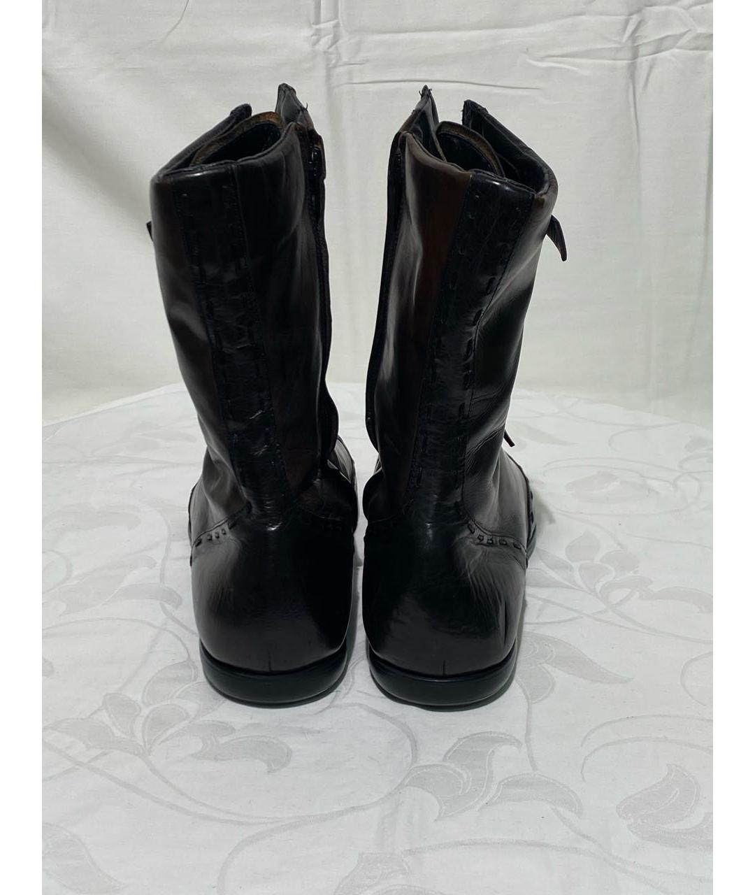 FENDI Коричневые кожаные высокие ботинки, фото 4