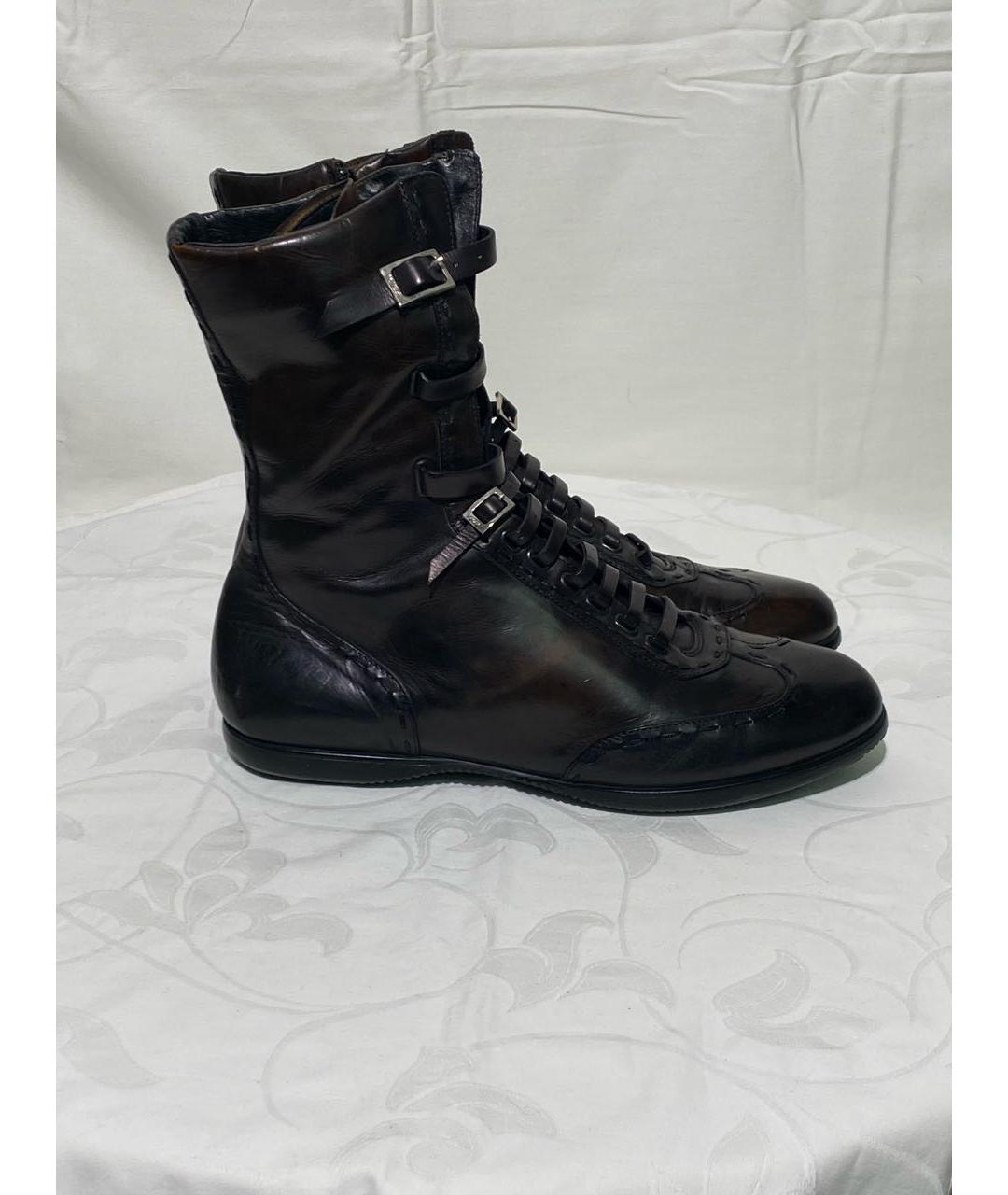 FENDI Коричневые кожаные высокие ботинки, фото 9