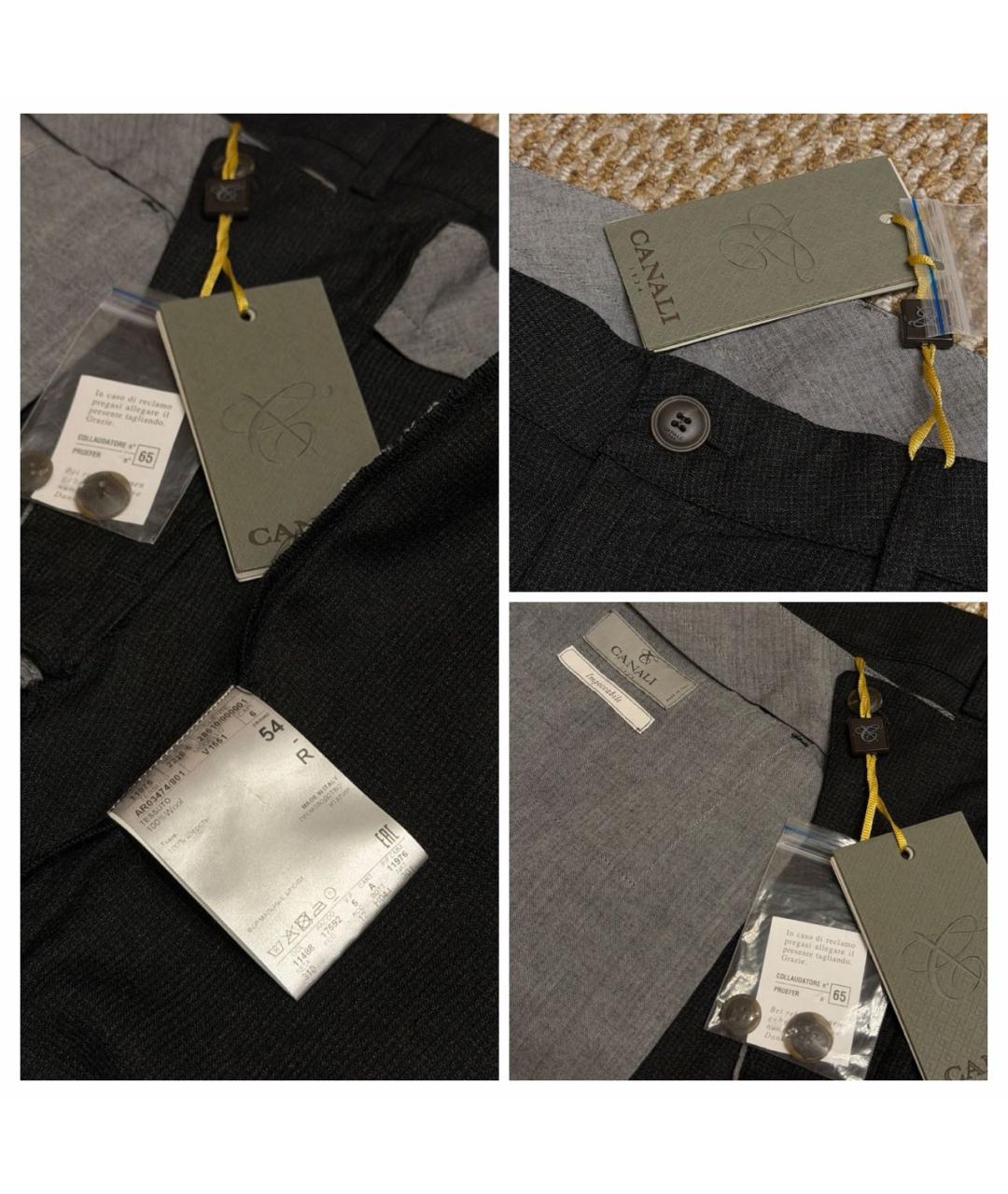 CANALI Серые шерстяные повседневные брюки, фото 8