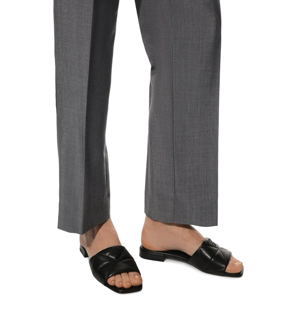 PRADA Черные кожаные шлепанцы, фото 6