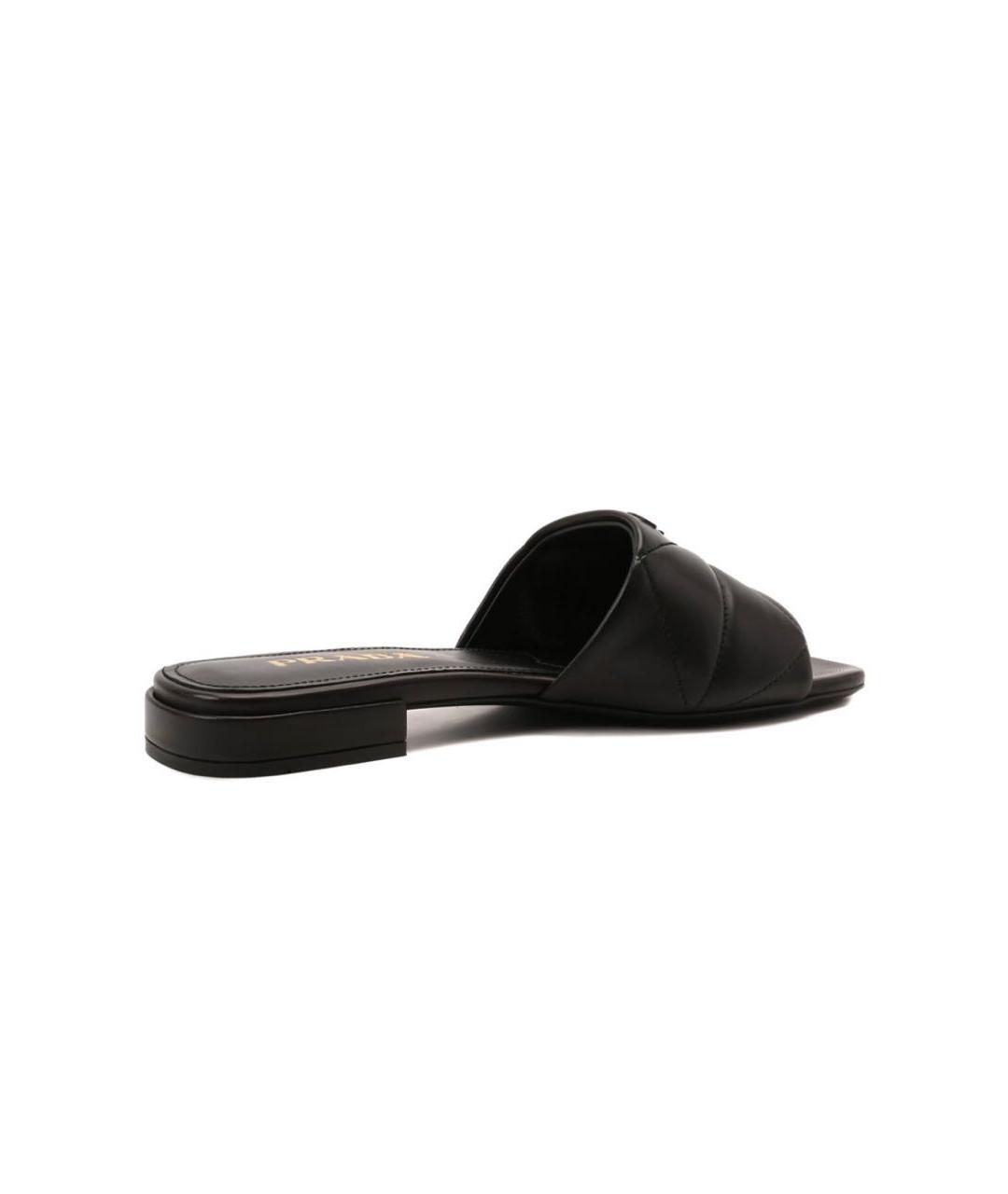 PRADA Черные кожаные шлепанцы, фото 4