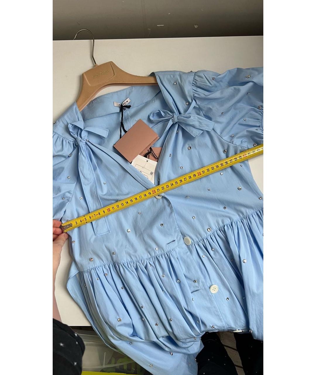 MIU MIU Голубое хлопковое повседневное платье, фото 4