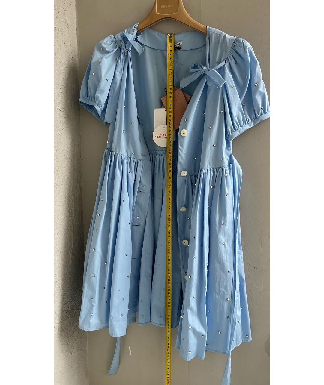 MIU MIU Голубое хлопковое повседневное платье, фото 6