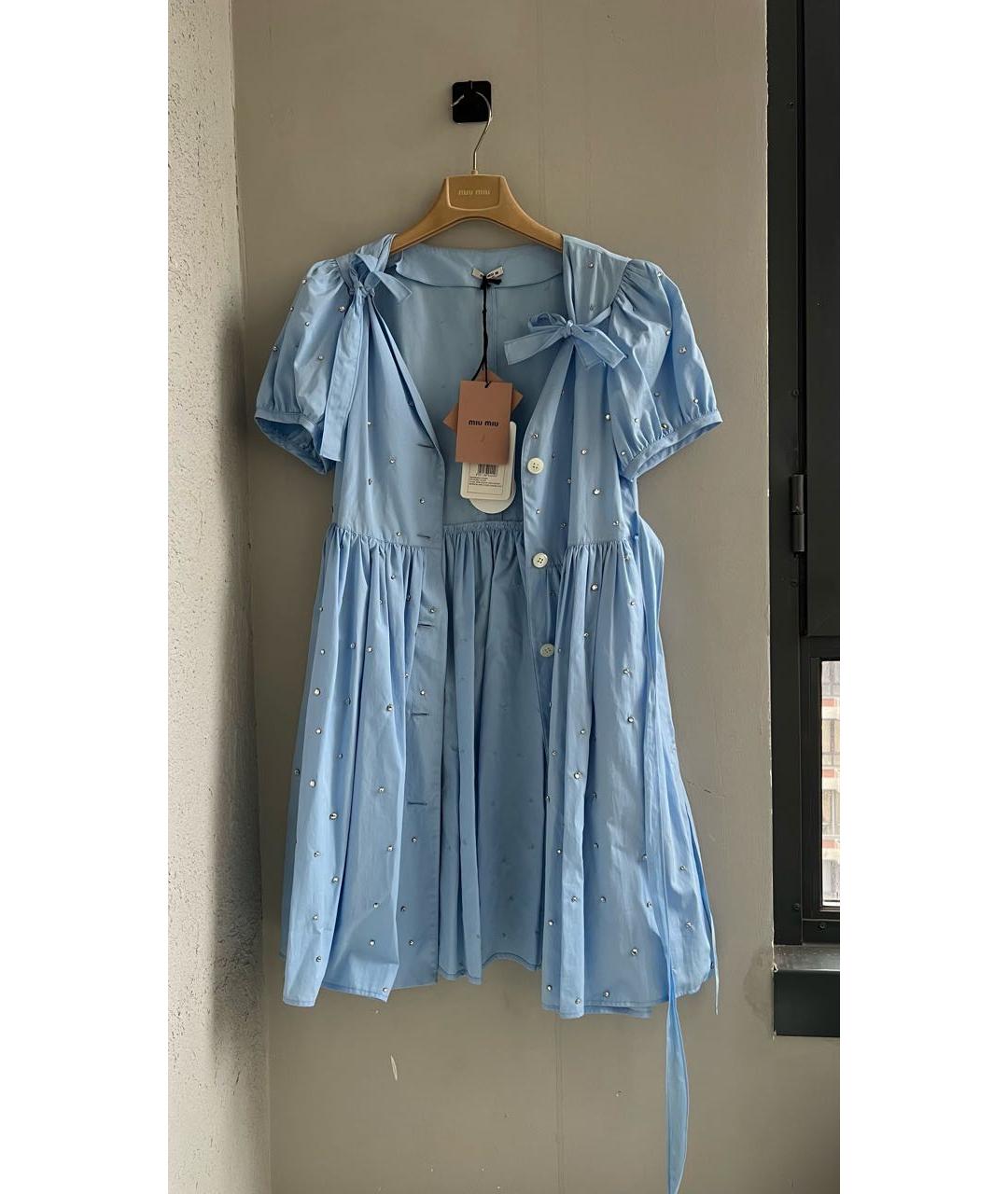 MIU MIU Голубое хлопковое повседневное платье, фото 8