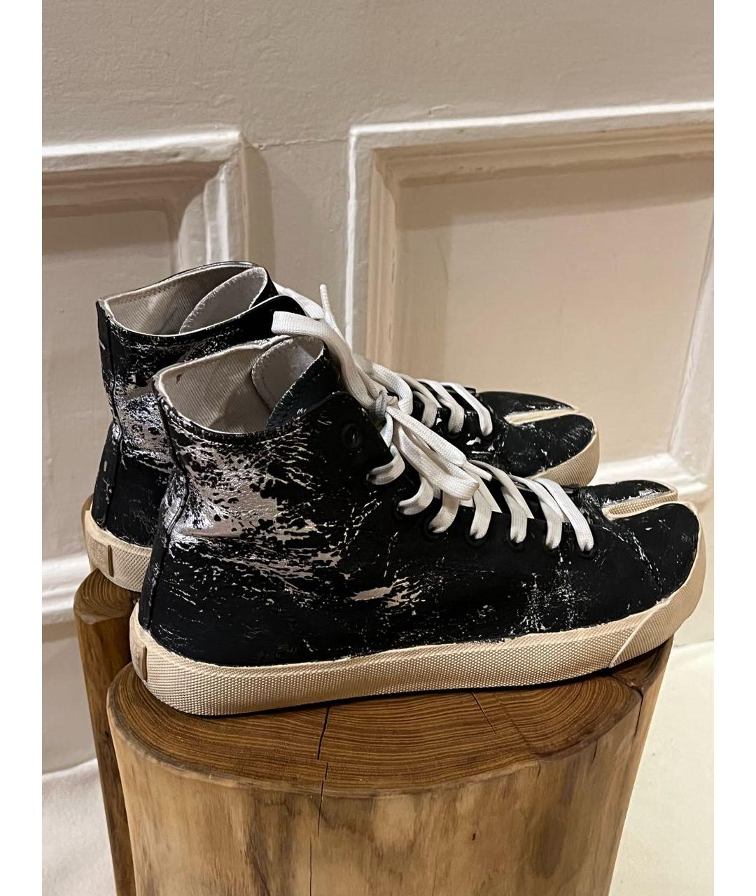 MAISON MARGIELA Черные текстильные высокие кроссовки / кеды, фото 3